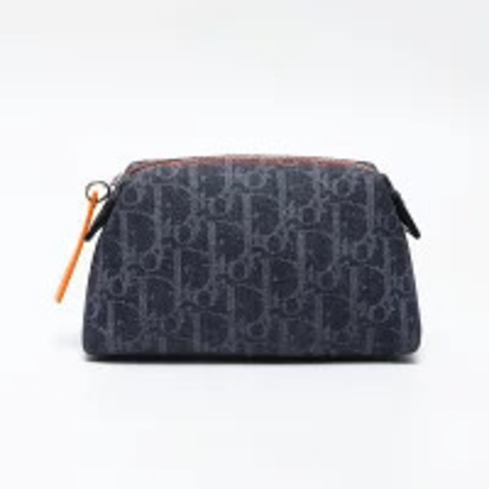 Christian Dior Denim Trotter Pouch Clutch Navy Blue